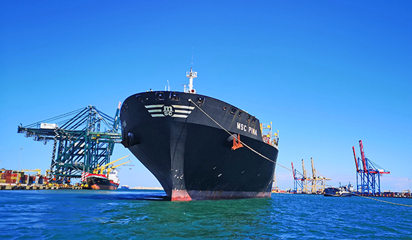Operaciones de atraque de MSC en el puerto de Valencia.