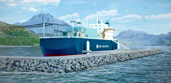 Imagen de un diseño de Seaborg Technologies para desarrollar barcazas con reactores nucleares.