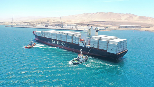 El buque "MSC Japan" descargó 1.150 TEUs la semana pasada en la Terminal Portuaria de Paracas, en el puerto peruano de Pisco.