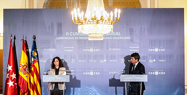 Isabel Díaz Ayuso, presidenta de la Comunidad de Madrid, y Carlos Mazón, presidente de la Comunidad Valenciana. 