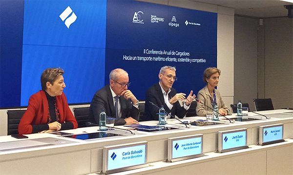 Carla Salvadó es la Subdirectora General de Comercial y Marketing del Port de Barcelona, José Alberto Carbonell, presidente del Port, Jordi Espín, secretario geneal de Spanish Shippers' Council, Nuria Lacaci, directora general de ACE.